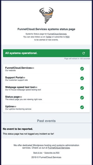 status page for funnelcloud.services